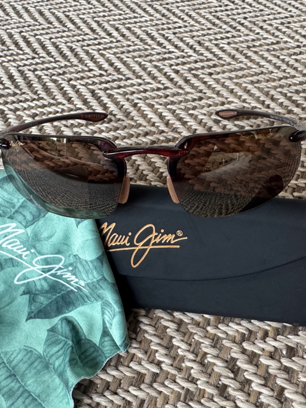 Maui Jim “Kanaha” Tortoise Rimless Sunglasses with Brown Lenses, Like New